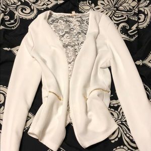 White lace back blazer